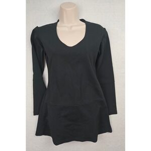 Vintage Y2K MOTOR Black Stretch Mini Dress Long Sleeve Lycra Made in USA Size M